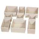 DIOMMELL 9 Pack Foldable Cloth Storage Box Closet Dresser Drawer Organizer Fabric Baskets Bins Containers Divider for Baby Clothes Underwear Bras Socks Lingerie Clothing, Beige 333