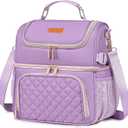 Lunch Bags for Women, Dual Compartment Lunch Box Lunch Bag for Work, Leakproof Lunch Cooler Large Insulated Lunchbox for Adult for Women Men, Lunchbag for Picnic Beach (Purple)