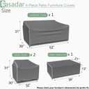 Gasadar Patio Furniture Cover 4-Piece Set, Heavy Dut 600D Outdoor Furniture Cover Waterproof for Lawn Patio Chairs, Loveseat and Coffe table, Grey