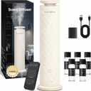 Waterless Scent Diffuser Starter Kit with 5 Oils, Luxury Hotel Style Cold Air Diffuser Oil Machine for Home, 1000 Sq Ft Coverage, Quiet Nebulizing Aromatherapy with Remote, Tower Fabric Design, Cream