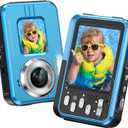 4K Underwater Camera Snorkeling 11FT Waterproof Camera 64MP Autofocus with 32GB Card Dual Screens Selfie 16X Zoom Floatable Compact Digital Camera Waterproof with 2 Batteries (Blue)