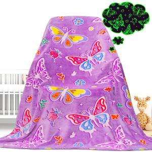 Butterfly Gifts for Girls, Glow in The Dark Throw Blanket, Soft Flannel Butterfly Blanket for Kids Teens Women, Cozy Bed Sofa Decor, Birthday Gifts for Granddaughter, 50"x60"