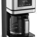 KRUPS Simply Brew: Stainless Steel and Glass Carafe 12 Cup Drip Coffee Maker, Programmable with Digital Display, Dishwasher Safe, Drip Free Coffee Machine, Black and Silver