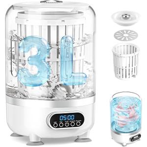Mini Washing Machine, 3L Small Washer with Drain Hose & Spin Basket, Cordless 3000mAh, Compact Apartment Washing Machine of Underwear, Socks, Baby Clothes, Ideal for Apartment, RV, Travel, White