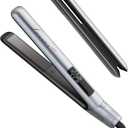 LANVIER Hair Straightener Flat Iron, 2 in 1 Hair Straightener and Curler, Nano Silver Tourmaline Titanium Ceramic Flat Iron, 15s Fast Heating, Rotating Temp Dial, Smart LED, Dual Voltage Hair Styler (Grey)