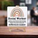 Social Worker Desk Decor Social Worker Gift Wood Sign with Easel Home Office Shelf Table Desk Decorations, Thank You Gifts for Social Worker