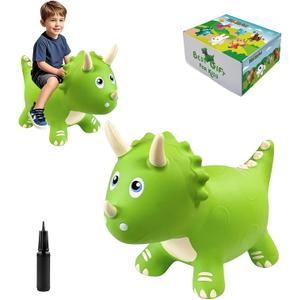 HotMax Dinosaur Bouncy Hopper Toys, Bouncy Horse for Toddlers, Inflatable Ride on Bouncy Animals, Bouncing Triceratops for Kids, Birthday Gift for 18 Months 2 3 4 Year Old Boy or Girl(Green)