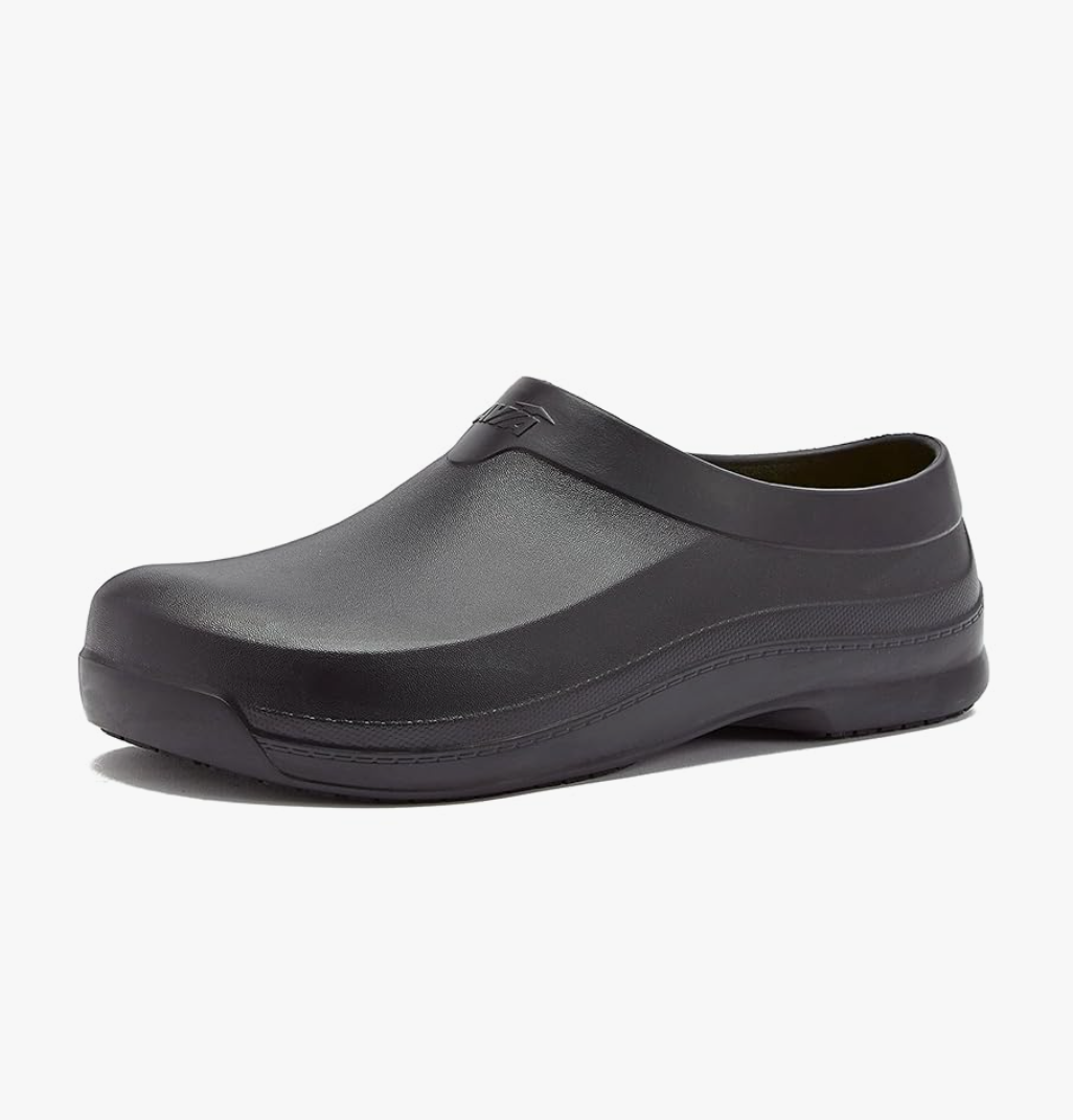 Avia Flame Women's Clogs, Slip Resistant Shoes for Women's Food Service, Non Slip Restaurant and Chef Shoes Women's Slip Resistant for Kitchen Work or Nursing, Black, Oil and Water Resistant, Size 7