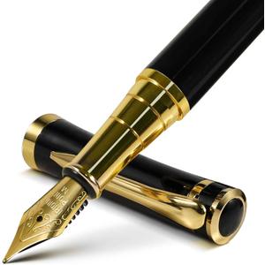 Fountain Pen with Medium Nib | Luxury Black Finish, Smooth Ink Flow, Complete Set with Ink Cartridges, Converter & Sleeve | Ideal for Professionals, Office, Journaling, and Gifts