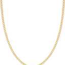 Barzel 18K Gold Plated Curb/Cuban Link Chain Necklace 2MM, 3MM, 4MM, 5MM For Women or Men - Made In Brazil