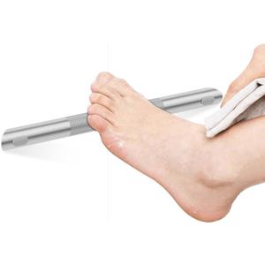 BWE Brushed Nickel Shower Foot Rest Bar, Stainless Steel Bar Corner Shower Foot Rest for Shaving Legs, Non-Slip Knurled Shower Step, Wall Mounted Bathroom Shower Shaving Foot Rest