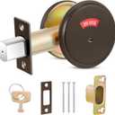 Tandefio 1 Pcs Vacant Occupied Bathroom Lock, in Use Deadbolt with Occupancy Indicator, 304 Stainless Steel, Fit Door Thickness 1 3/8" to 2", Not Adjustable, for Restaurants, Hotels, Offices (Bronze)