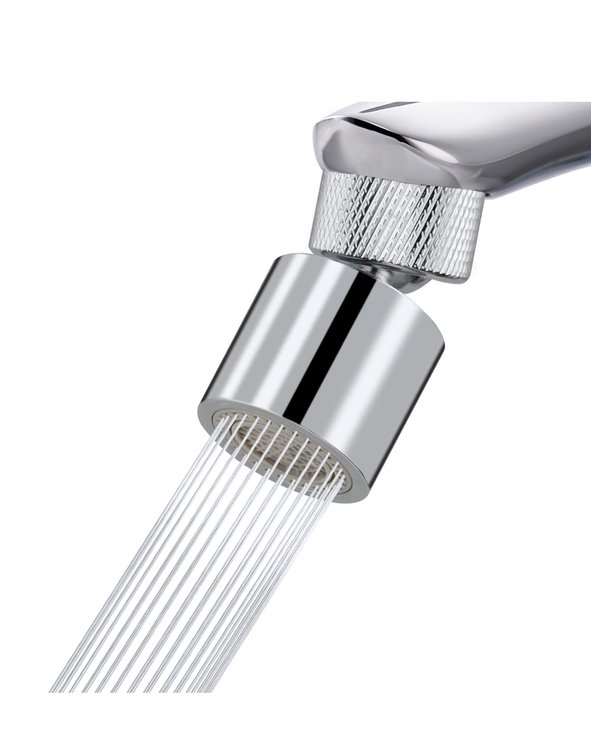 Hibbent Dual-function Metal Faucet Aerator, 2-Flow Big Angle Rotate Kitchen Sink Aerator 360 Degree Swivel Sink Sprayer Attachment, 55/64 Inch Female Thread, Chrome