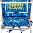 Tommy Bahama 2-Pack 5-Position Classic Lay Flat Backpack Beach Chair with Cooler and Cup Holder, Portable Folding Beach Chair for Tanning, Blue Tropical Leaves