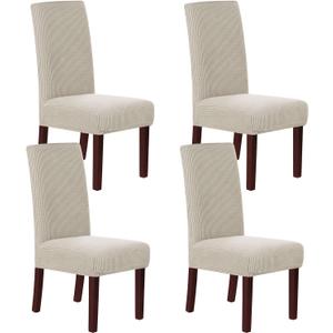 H.VERSAILTEX Stretch Dining Chair Covers Set of 4 Chair Covers for Dining Room Parsons Chair Slipcover Chair Protectors Covers Dining, Feature Textured Checked Jacquard Fabric, Island Fossi
