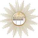 Cityelf 24'' Large Gold Sunburst Wall Mirror Boho Home Decor Round Wall Art Mirror for Living Room/Bedroom/Bathroom/Entryway