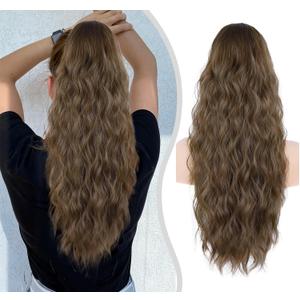 Drawstring Ponytail for Women, 26 inch Long Ponytail Extension, Synthetic Pony Tails Hair Extensions, Hair Extensions Ponytail for Daily Use (Color: Medium Brown)