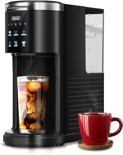 Gevi EzPod Compact Single Serve Coffee Maker, Pod Coffee Maker Compatible with Single-Serve Pods and Ground Coffee, 40 oz Reservoir, Portable, Ideal for Office, Camping, 1000W Iced Coffee Maker, Black