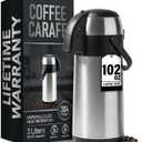 Coffee Carafe Insulated 102 OZ / 3L Stainless Steel Hot Beverage Dispenser, Airpot Coffee Dispenser with Pump, Thermal Coffee Carafe for Hot Liquids, Coffee Carafes for Keeping Hot Drink Dispenser