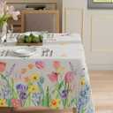 XCHI Wildflowers Tulips Flowers Spring Tablecloth Rectangle Summer Table Cloth Washable Table Covers for Indoor Dining Home Party Decorations 52x70 Inch