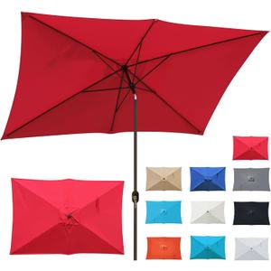 Blissun Rectangular Patio Umbrella, Table Market Umbrella with Tilt and Crank, Outdoor Umbrella for Garden, Deck, Backyard, Pool and Beach