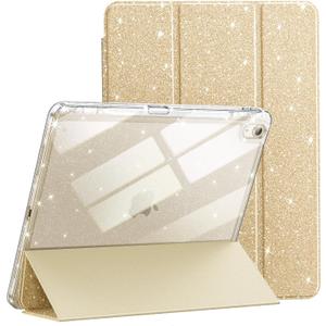JETech Glitter Case for iPad Air 11-Inch M4/M3/M2 (2026/2025/2024), iPad Air 5/4 (2022/2020 5th/4th) with Pencil Holder, Cute Sparkly Slim Cover for Kids and Girls, Shiny Clear Back Shell (Gold)