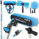 23ft IGADPole Washing Kit: Water-fed Brush, Cobweb Duster and 10 Squeegee and Soap Dispenser, with 4-Stage Telescoping Pole 5-17ft Pole