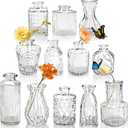 Glass Bud Vases Set of 12, Small Bud Vases for Flowers, Rustic Wedding Centerpieces and Home Decor