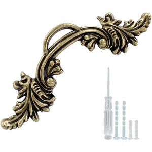 Biaungdo 6 Pcs Vintage Cabinet Pulls Handles, Shabby Chic Drawer Handles European Style Dresser Pulls Vintage Antique Furniture Handles for Dresser Drawer(2-1/2 Inch Hole Center, Antique Bronze)