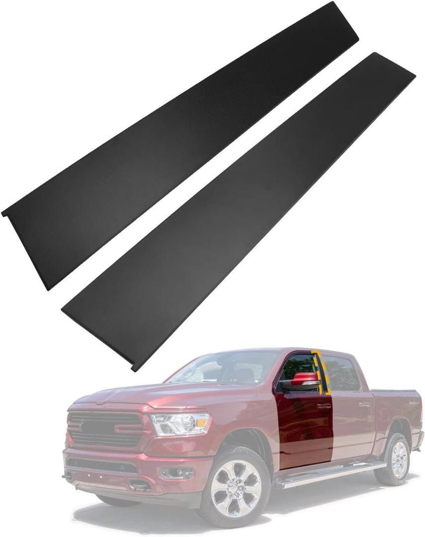 B-Pillar Trim Molding Set, Compatible with 2019-2026 Ram 1500 DT, Left Driver&Right Passenger Side, Front Door Rear Applique, LH RH Windshield Outer Moulding Kit, OE# 68292929AD 68292928AD (1 Pair)