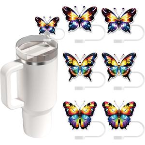 3 x Butterfly Straw Topper for Stanley Cup, Silicone Glitter Straw Cover, Cute Straw Cover Cap Tumbler Cup Accessories