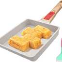 AIKENBBKK Tamagoyaki Pan, Japanese Omelette Pan Nonstick, Japanese Egg Pan, Square Egg Pan, Induction-Ready, Detachable Handle, with Silicone Spatula, PFAS & PFOA-Free, Oven Safe, White, 7.5 x 6.3