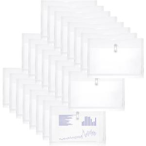 Yoeejob Plastic Envelopes Legal Size with String Tie Closure, Clear Poly Envelope Expandable Plastic Folders, Document Paper File Organizer for Home Work Office, 24 Pack, White