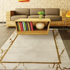 Antep Rugs Babil Gold 5x7 Marble Bordered Modern Geometric Indoor Area Rug (Beige, 5'3" x 7') (5845-beige)