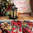 Vintage Candle Lantern with Flameless LED Light - Decorative Indoor & Outdoor Lanterns for Porch - Christmas (RED)