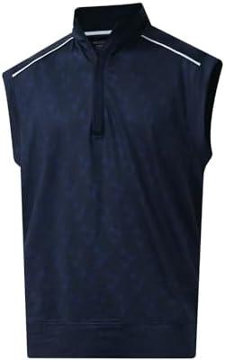 Rouen Mens Vests Outerwear Lightweight Moisture Wicking Midlayer Sleeveless Sports Golf Quarter Zip Pullover Mens Vest, M