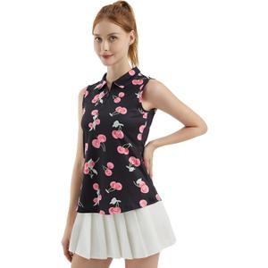 FKEEP Women's Sleeveless Polo Golf Tennis Shirt Tank Tops T-Shirts V-Neck with Collar Quick Dry Workout Athletic (10 Black Cherry)