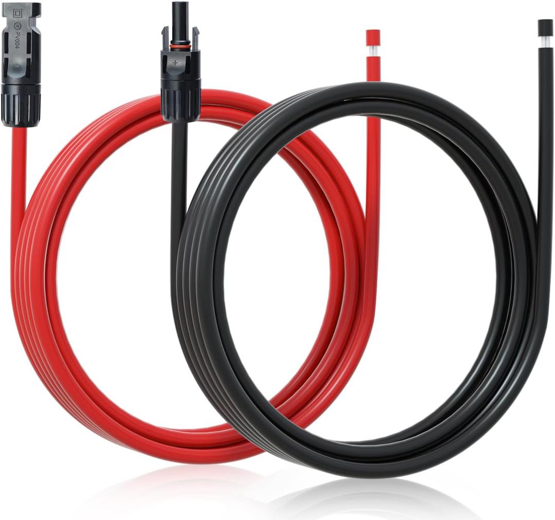 ECO-WORTHY 10FT 10AWG Solar Extension Cable 30A/1000V DC, IP67 Waterproof with Compatible Quick Connectors (Red+Black) for Solar Panels, Controllers, Off-Grid Systems