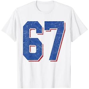 Number 67 Numbered Uniform Sports Team Jersey 67th Birthday T-Shirt, Size: S