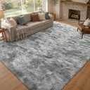 6x9 Large Fluffy Area Rugs Non-Slip for Living Room Tie-Dyed Light Grey