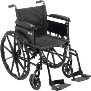 Drive Medical Cruiser X4 Lightweight Dual Axle Wheelchair with Adjustable Detachable Full Arms, Swing Away Footrests, Silver Vein, 20" Seat