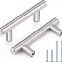 Probrico 10 Pack|Euro Style T Bar Cabinet Pulls Stainless Steel Kitchen Handles Bathroom Cupboard Knobs 2.5 Inch Hole Centers, 4 Inch Overall Length