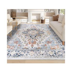 Homcomoda Vintage Area Rug 5x8 Washable Living Room Rug Indoor Non-Slip Print Accent Rugs for Bedroom Distressed Thin Throw Rugs Carpet for Living Room Dining Room Kitchen