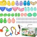 TOPNEW 30PCS Rock Climbing Holds with 6.56FT Climbing Rope - Climbing Rocks for Indoor/Outdoor Kids Adults Rock Wall, Play Set & Playground Gym