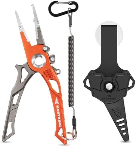 KastKing AlumaStream 7.5" Aluminum Fishing Pliers, Crossover Pliers, Wacky & Neko Rig Pliers With O-Ring Storage, Fishing Gear, Fishing Gifts for Men, Corrosion-Resistant Saltwater & Freshwater Pliers