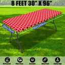Smiry 2 Pack Rectangle Table Cloth 8 Foot, Waterproof Elastic Fitted Tablecloths, Windproof Washable Polyester Table Cover for Picnic, Camping, Outdoor (Red, 30"x96")