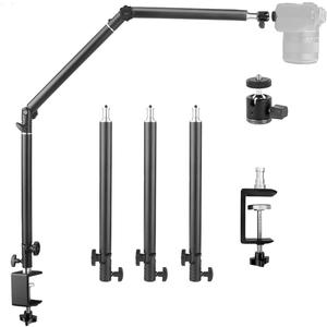 HEMMOTOP Overhead Camera Mount, Camera Arm Desk Mount Max. Load 6.6 LBS, Flexible Adjustable Webcam Stand for Desk Max. Height 41.1", Over The Top Camera Tripod for Cooking, Video Recording MS05