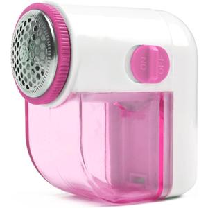 Fabric Shaver, Lint Remover for Clothes, Electric Lint Shaver with 3-Leaf Blades, Battery Operated, Remove Clothes Fuzz, Lint Balls, Pills, Pink and White