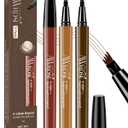 2 x AWROSE Eyebrow Pencil, 3 Pack 3D Microblading 4-Tip Eyebrow Pen, Magic Precise Natural Waterproof Eye Brow Pen with Hair Like Strokes, 4 Fork Tip Multi-Used Eye Brow Pencils for Women/Men (Dark Brown+Light Brown+Reddish Brown)