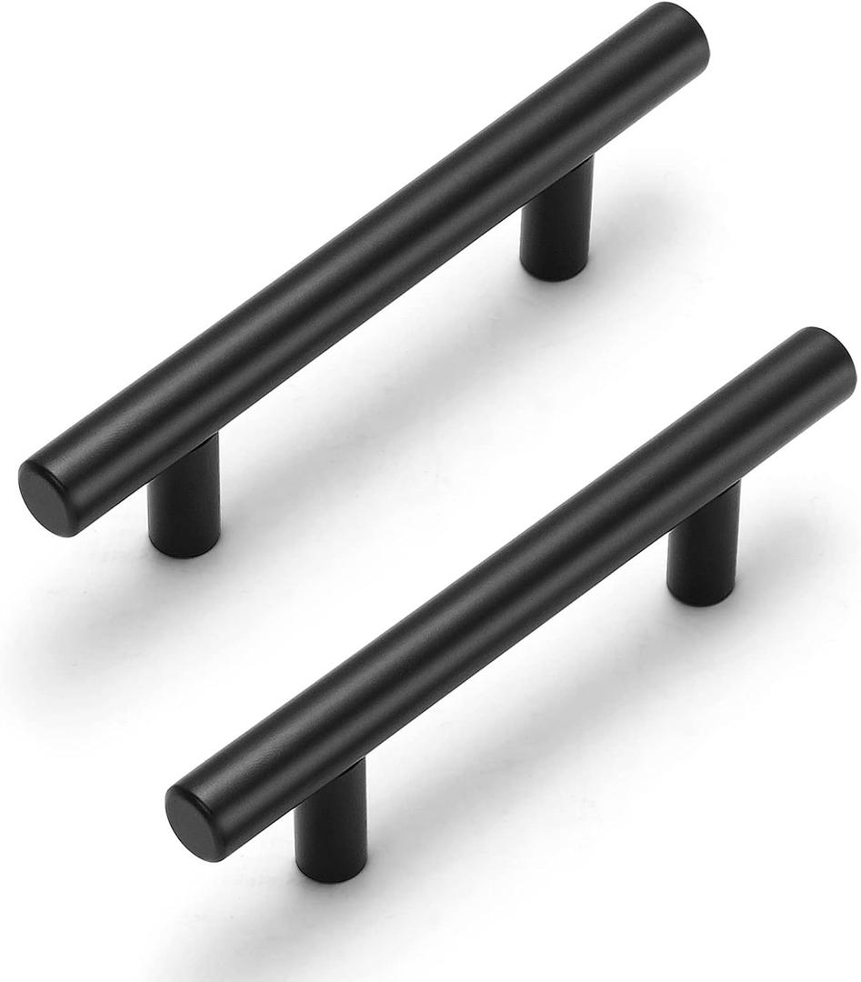 30 Pack Cabinet Handles Matte Black Cabinet Pulls with 3 Inch Hole Center, Stainless Steel Kitchen Cabinet Handles Black Kitchen Handles for Cabinets and Drawers, 76mm Hole Centers (3 Inch Hole Centers)